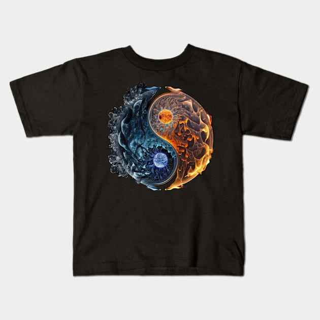 Ice and Fire Energy Kids T-Shirt by aicharactersart